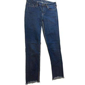 New York & Company Women's Jeans Curvy Skinny Raw Hem Mid Rise Blue Size 6 Tall